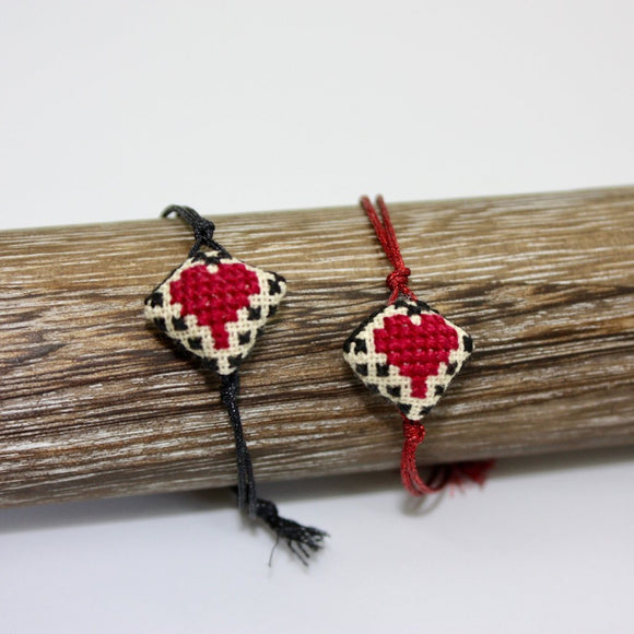 Heart Embroidered Bracelet